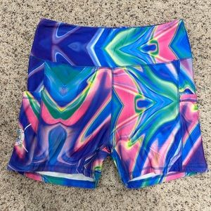 BARBELLS AND PIZZA “Ally” High Rise Shorts.